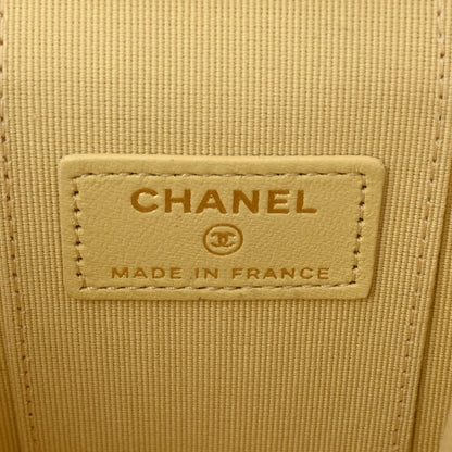 Chanel Quilted CC Small Vanity Case Chain Shoulder Bag Croosbody AP2198 Lambskin Leather Yellow [Almost New]