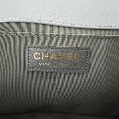 Chanel CC Quilted Boy Chanel Medium 25cm Chain Shoulder Bag Gray Gold Hardware A67086 Lambskin [Used]