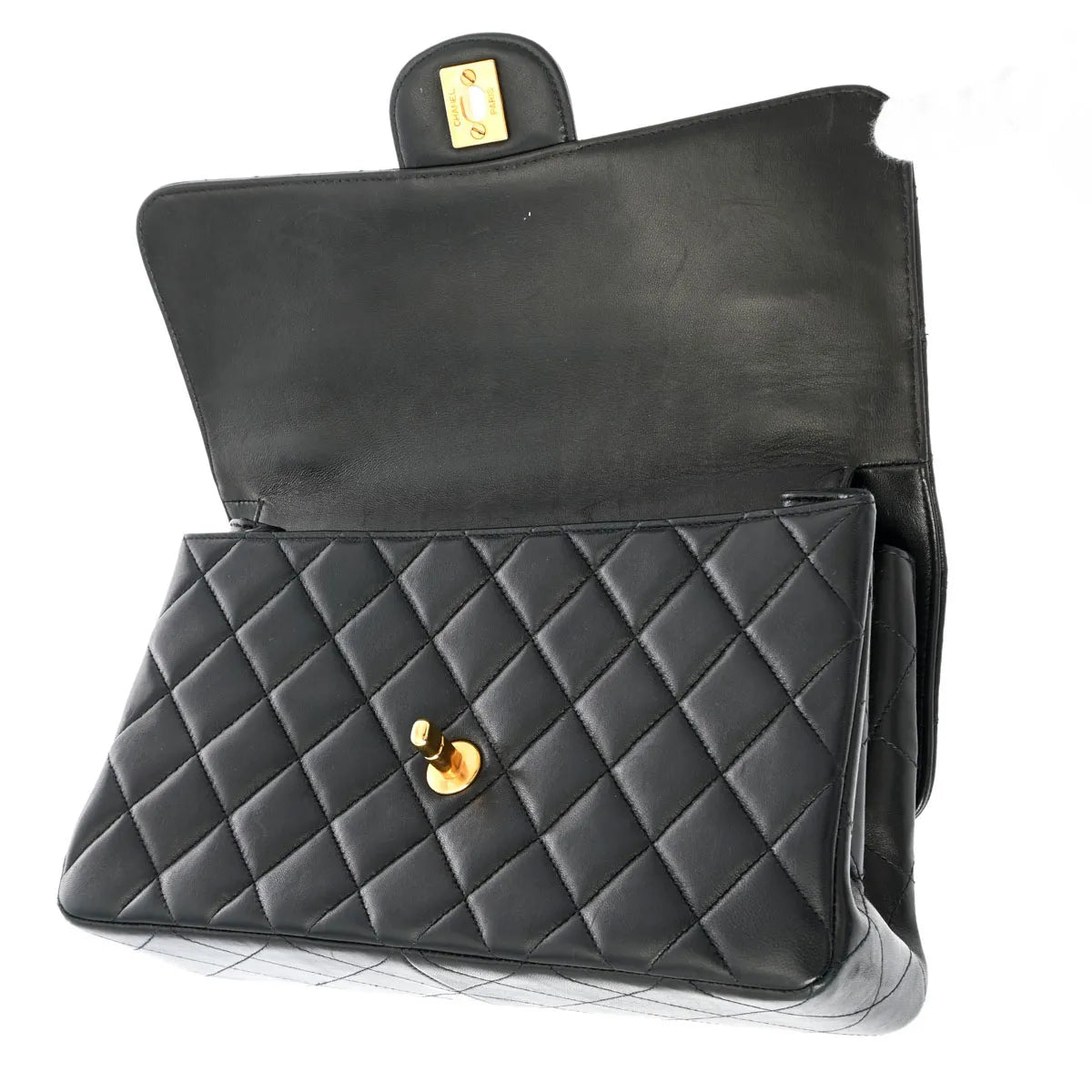 Chanel Quilted CC Classic Flap Medium 25cm Chain Shoulder Bag Vintage Lambskin Black [Used]