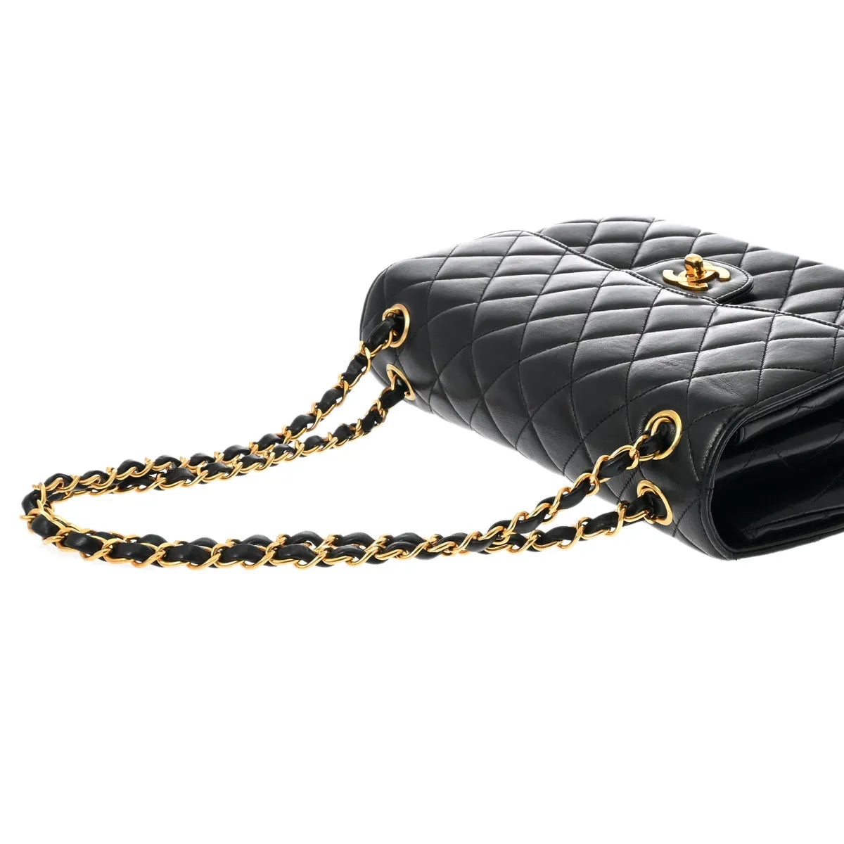 Chanel Quilted CC Classic Flap Medium 25cm Chain Shoulder Bag Vintage Lambskin Black [Used]