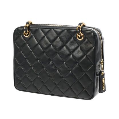 Chanel Matelasse CC Vintage Chain Shoulder Bag Quilted Lambskin Leather Black [Used]