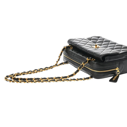 Chanel Matelasse CC Vintage Chain Shoulder Bag Quilted Lambskin Leather Black [Used]