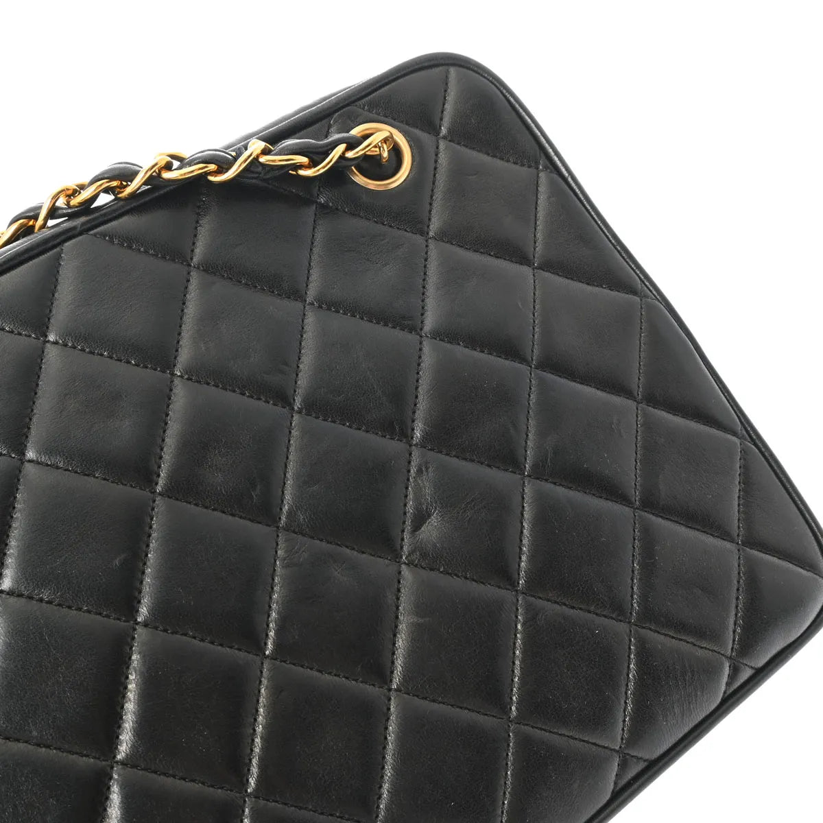 Chanel Matelasse CC Vintage Chain Shoulder Bag Quilted Lambskin Leather Black [Used]