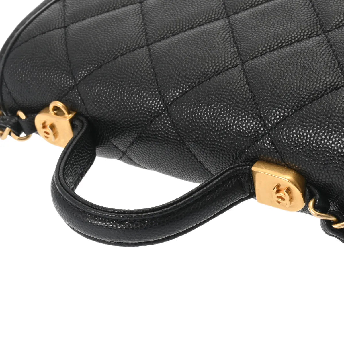 Chanel CC Quiilted Small Top Handle Flap Chain Shoulder Bag AS3652 Grained Calfskin Black [Used]