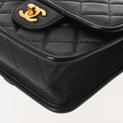 Chanel CC Quiilted Small Top Handle Flap Chain Shoulder Bag AS3652 Grained Calfskin Black [Used]