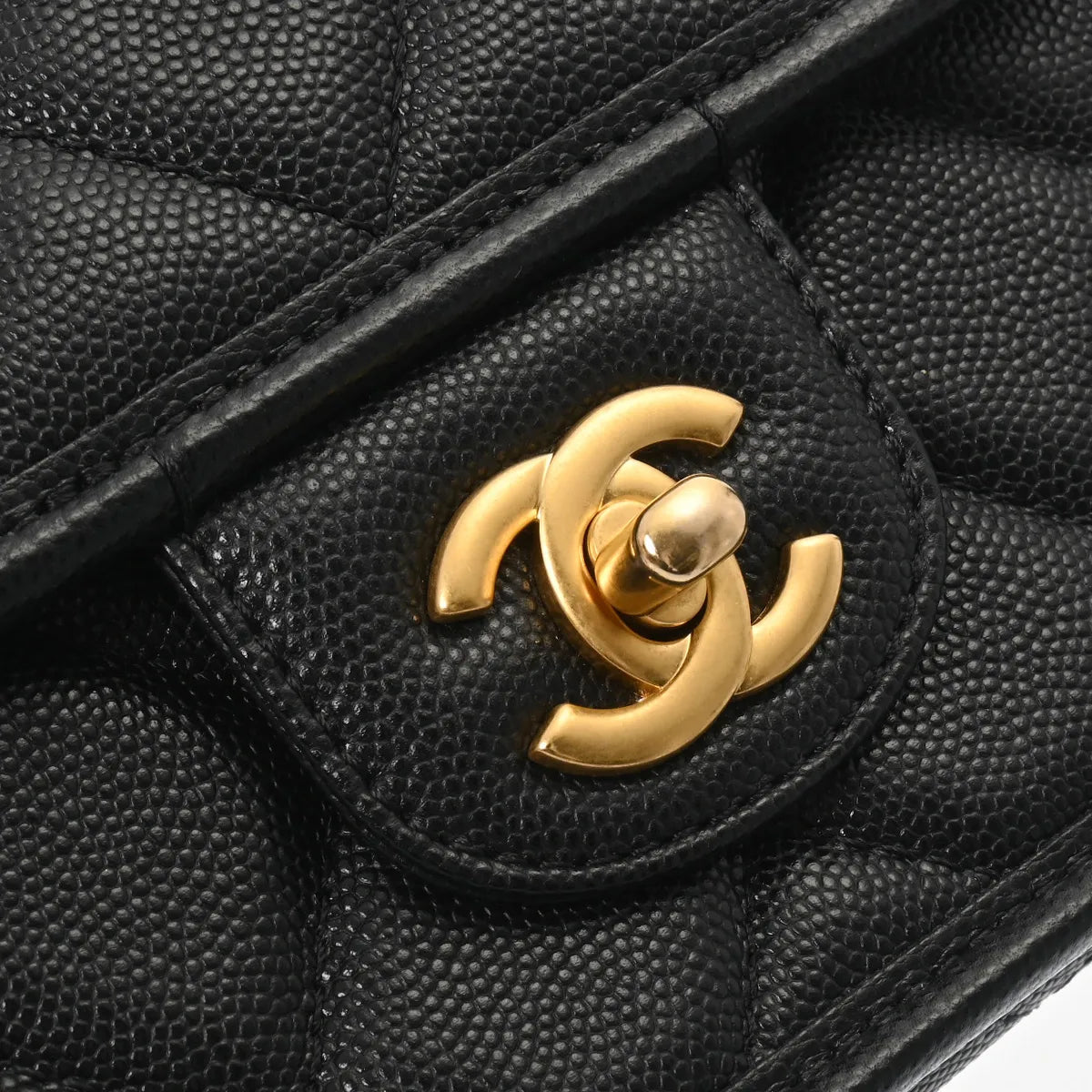 Chanel CC Quiilted Small Top Handle Flap Chain Shoulder Bag AS3652 Grained Calfskin Black [Used]