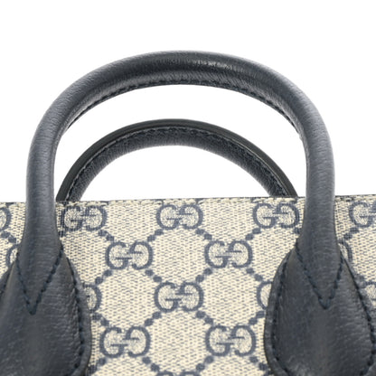 Gucci GG Supreme Interlocking Mini Shoulder Handbag 671623 Canvas Leather Beige Navy [Used]