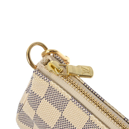 Louis Vuitton LV Pochette Accessories Pouch Handbag N58010 Damier Azur White [Used]