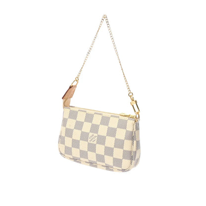 Louis Vuitton LV Pochette Accessories Pouch Handbag N58010 Damier Azur White [Used]