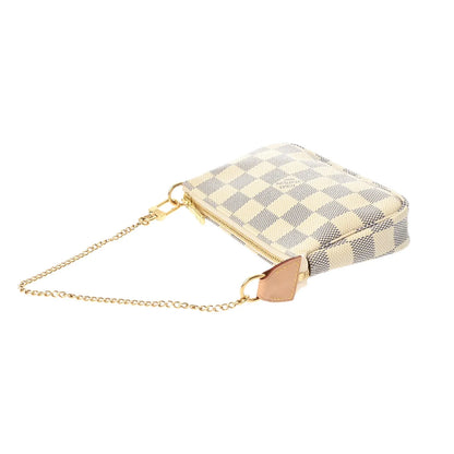 Louis Vuitton LV Pochette Accessories Pouch Handbag N58010 Damier Azur White [Used]