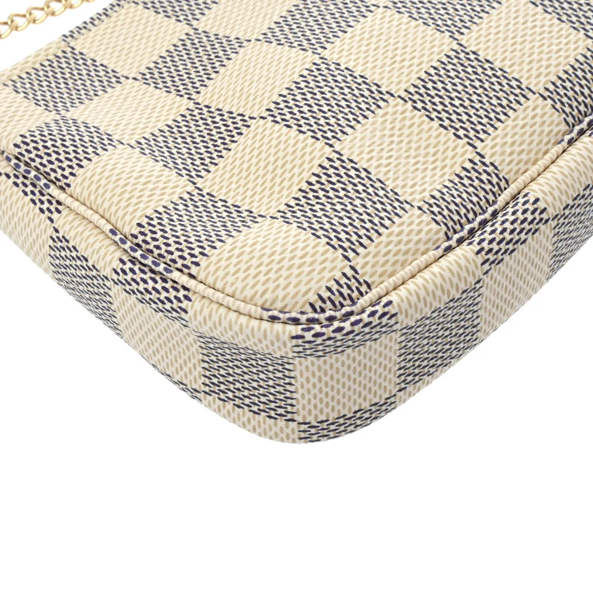 Louis Vuitton LV Pochette Accessories Pouch Handbag N58010 Damier Azur White [Used]