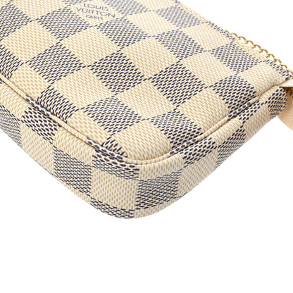 Louis Vuitton LV Pochette Accessories Pouch Handbag N58010 Damier Azur White [Used]