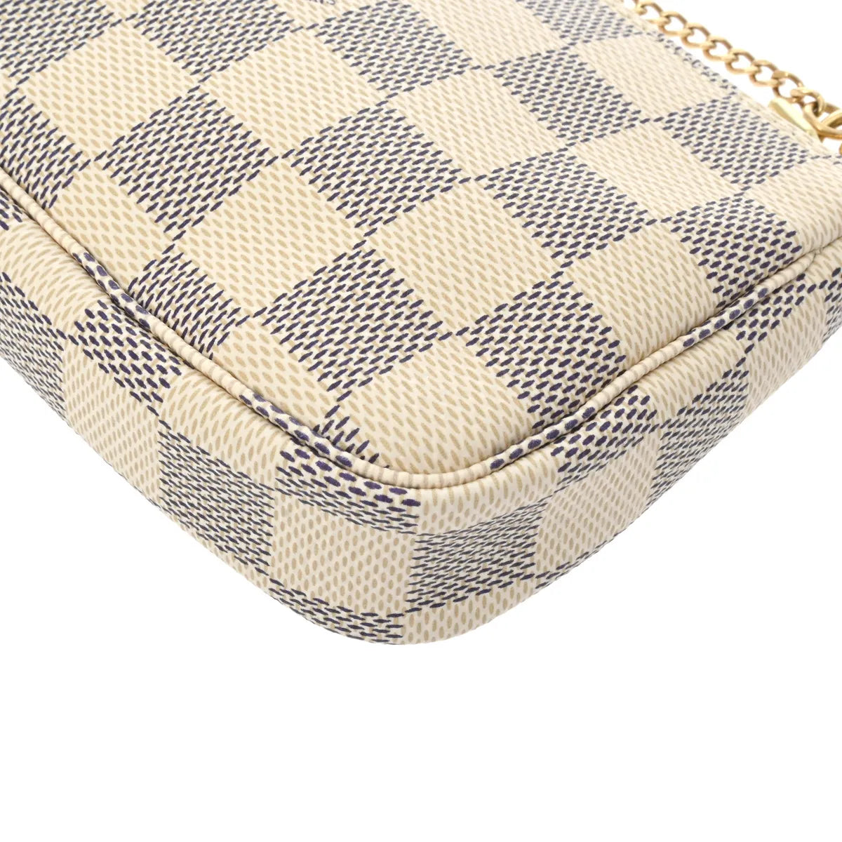 Louis Vuitton LV Pochette Accessories Pouch Handbag N58010 Damier Azur White [Used]