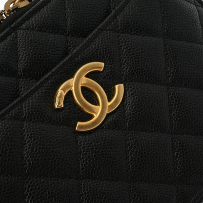 Chanel Quilted CC Small Vanity Case Chain Shoulder Bag 2023SS AS3222 Grained Calfskin Black [Used]