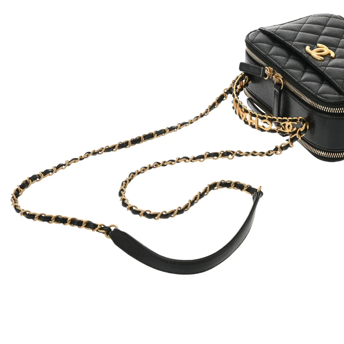 Chanel Quilted CC Small Vanity Case Chain Shoulder Bag 2023SS AS3222 Grained Calfskin Black [Used]