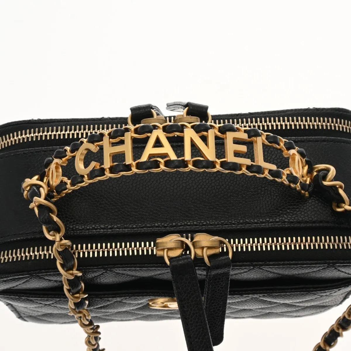 Chanel Quilted CC Small Vanity Case Chain Shoulder Bag 2023SS AS3222 Grained Calfskin Black [Used]