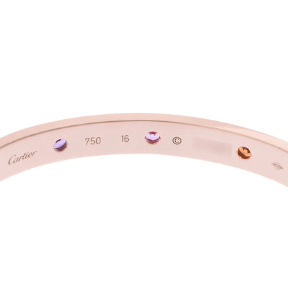 Cartier Love Bracelet Bangle #16 18K Rose Gold Pink Gold Multicolor Stone [Used]