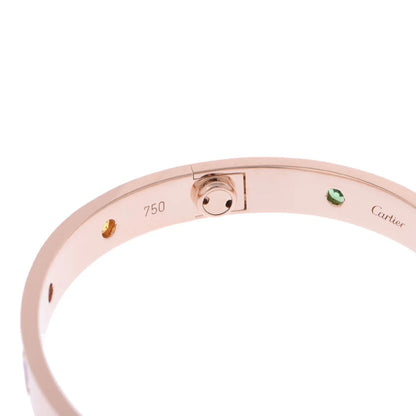 Cartier Love Bracelet Bangle #16 18K Rose Gold Pink Gold Multicolor Stone [Used]