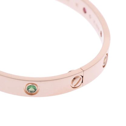 Cartier Love Bracelet Bangle #16 18K Rose Gold Pink Gold Multicolor Stone [Used]