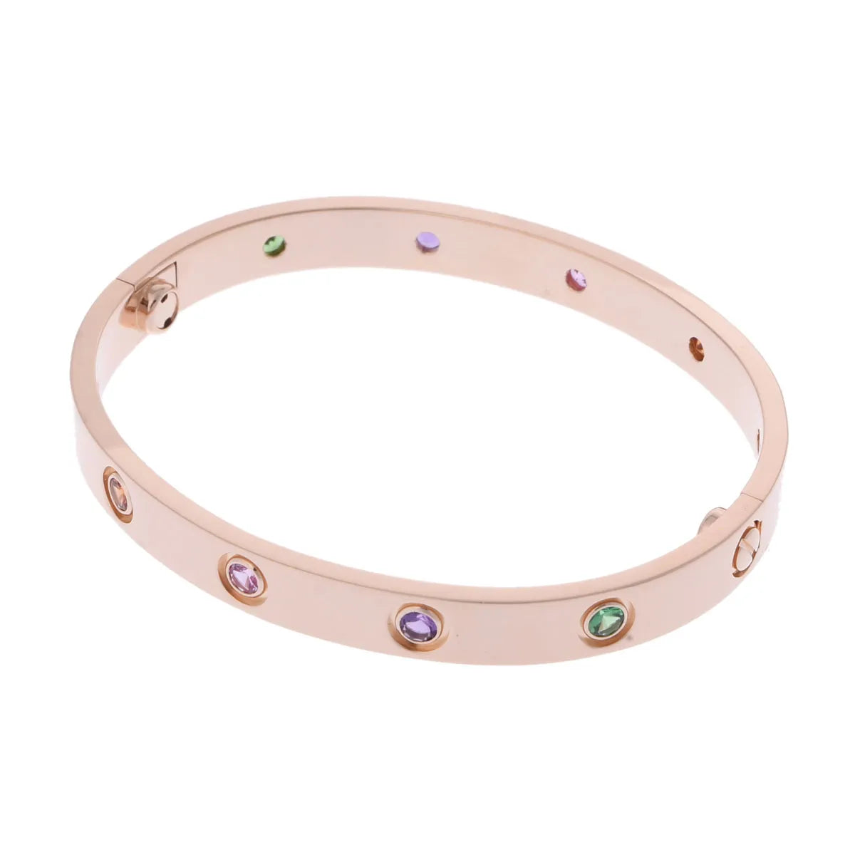 Cartier Love Bracelet Bangle #16 18K Rose Gold Pink Gold Multicolor Stone [Used]