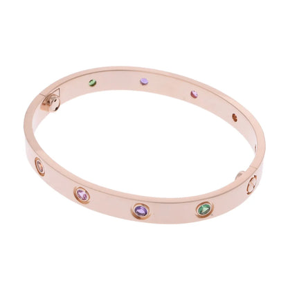 Cartier Love Bracelet Bangle #16 18K Rose Gold Pink Gold Multicolor Stone [Used]