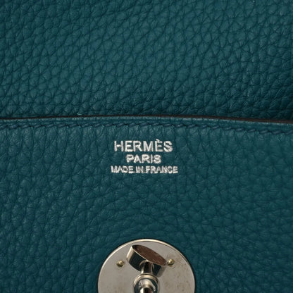 Hermes Lindy 34 SHW Shoulder Handbag 2 way Bag Clemence Leather TC Blue Izmir 7W Stamp Q in square □Q [Used]