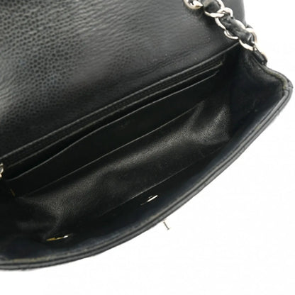 Chanel Matelasse Classic Single Flap Mini Chain Shoulder Bag CF20 CC Caviar Leather Black GHW [Used]