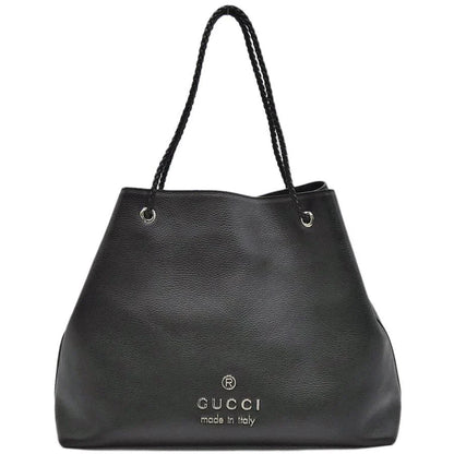 Gucci GG Logo Shoulder Bag Braided Handle Tote Bag 380118 Leather Black Ladies's bag [Used]