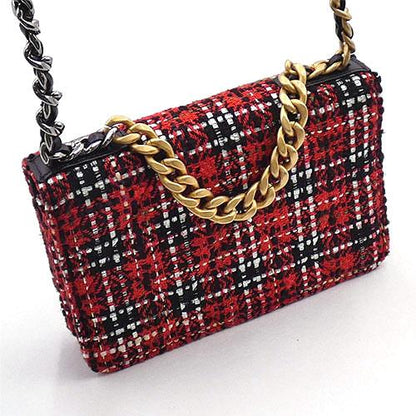 Chanel Matelasse CC WOC 19 Wallet On Chain 2 way Shoulder Bag Tweed Red [Used]