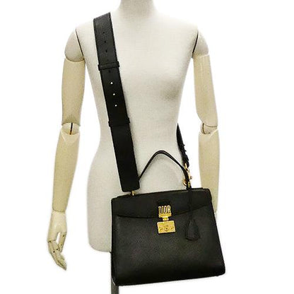 Christian Dior CD Addict 2 way Shoulder Handbag Leather Black [Used]