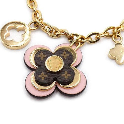 Louis Vuitton LV Chenne Blooming Flower Bag Charm Gold Brown Pink M63086