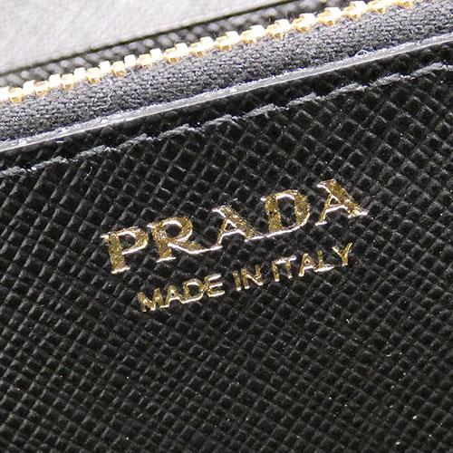 Prada W Hook Bifold Long Wallet with Card Case 1MH132 Saffiano Leather Black Nero Black [Used]