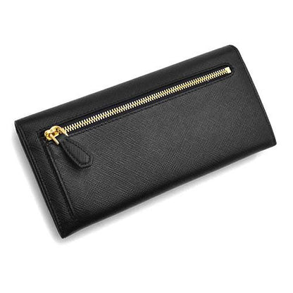 Prada W Hook Bifold Long Wallet with Card Case 1MH132 Saffiano Leather Black Nero Black [Used]