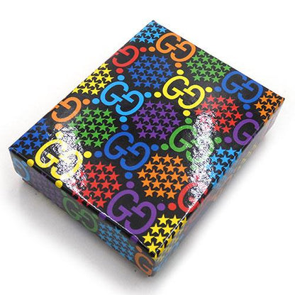 99% New Gucci GG Logo Print Card Case Holder 601098 Leather Black Multicolor