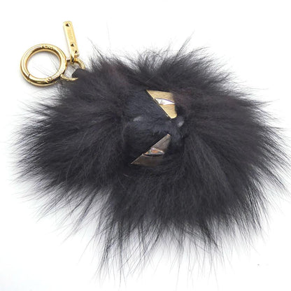 Fendi Monster Eyes Bag Charm Keychains Fur Black