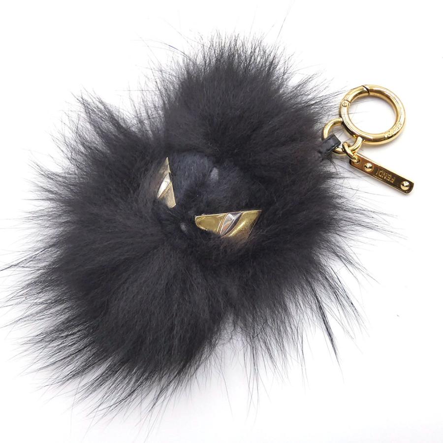 Fendi Monster Eyes Bag Charm Keychains Fur Black