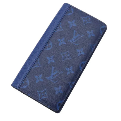 Louis Vuitton LV Portefeuille Brazza Long Wallet M30297 Taigarama Leather Cobalt Blue [Used]