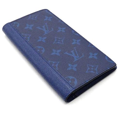 Louis Vuitton LV Portefeuille Brazza Long Wallet M30297 Taigarama Leather Cobalt Blue [Used]