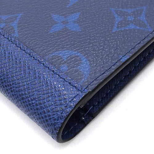 Louis Vuitton LV Portefeuille Brazza Long Wallet M30297 Taigarama Leather Cobalt Blue [Used]