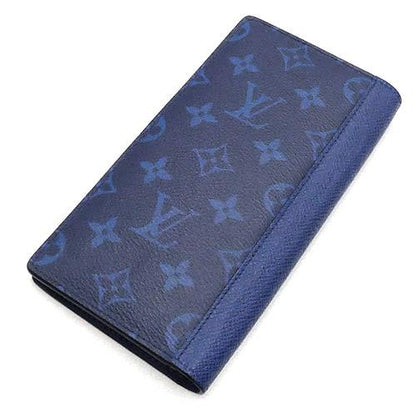 Louis Vuitton LV Portefeuille Brazza Long Wallet M30297 Taigarama Leather Cobalt Blue [Used]