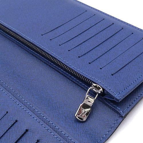 Louis Vuitton LV Portefeuille Brazza Long Wallet M30297 Taigarama Leather Cobalt Blue [Used]