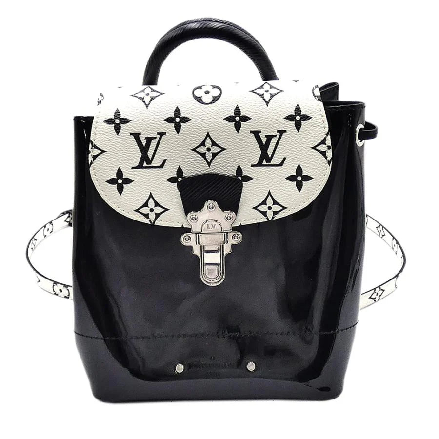 Louis Vuitton LV Hot Springs Mini Backpack M53637 Vernis Leather Black White [Used]