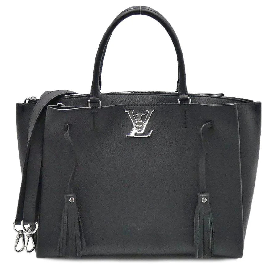 Louis Vuitton LV Lockmeto 2 way Shoulder Handbag Tote Bag M54569 Taurillon Clemence Leather Black [Used]